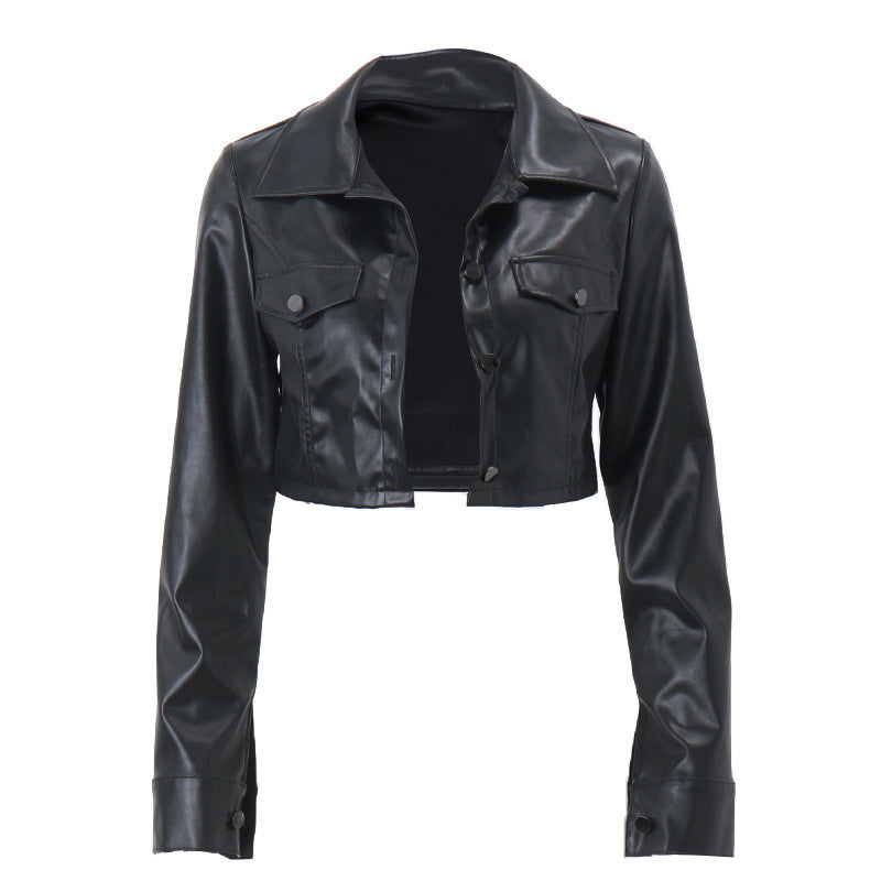Women's Faux Leather Jacket – Cropped Slim Fit
