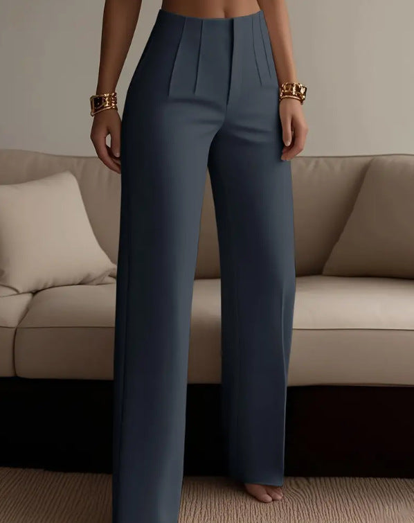 Women's High-Rise Wide-Leg Pants – Pleated Front