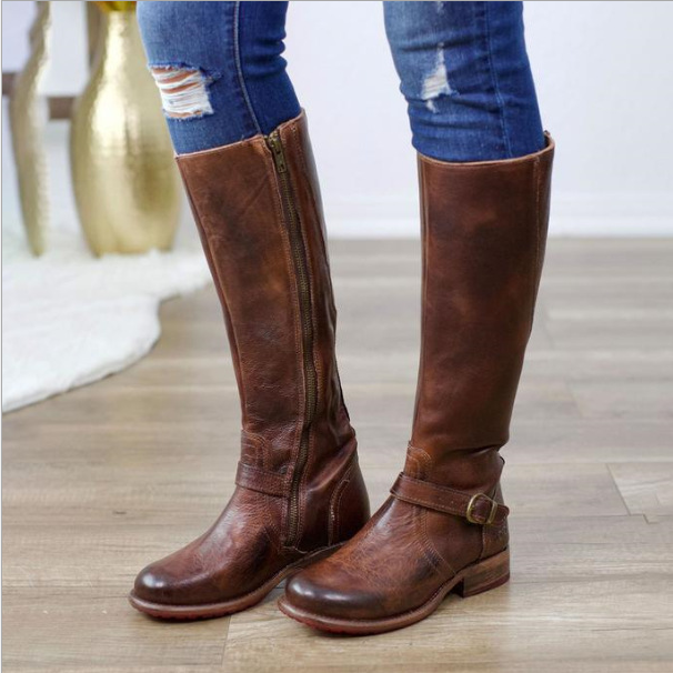 Women's Vegan Leather Tall Boot – Structured Stitched Shaft