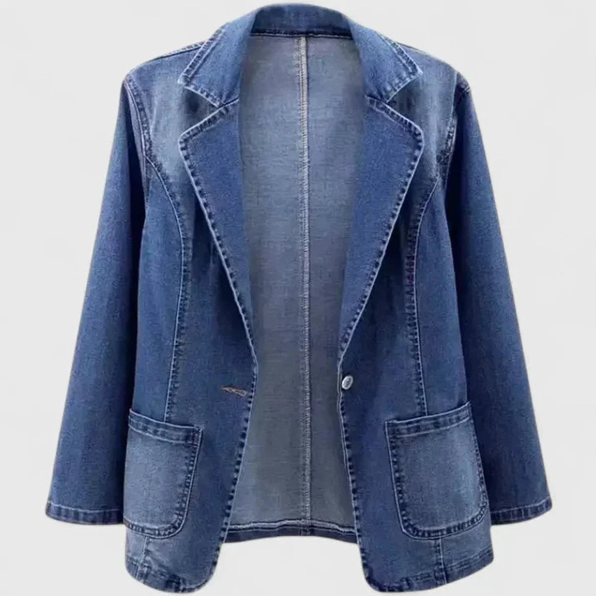 Women's Denim Jacket – Tailored Collar One-Button