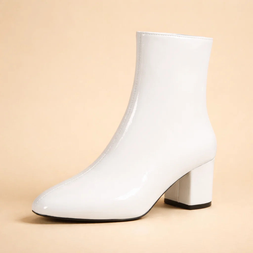 Women's Square-Toe Mid-Calf Boot – Chunky Heel Side Zip