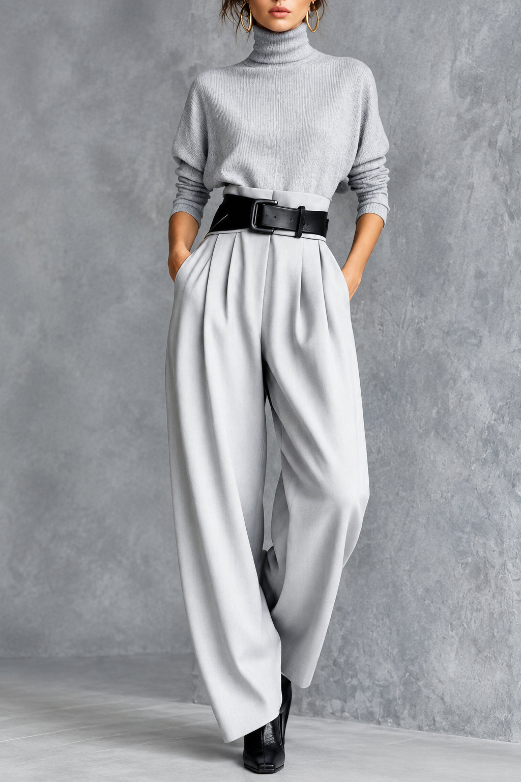 Women's Two-Piece Set – Long Sleeve Top and High-Rise Pants