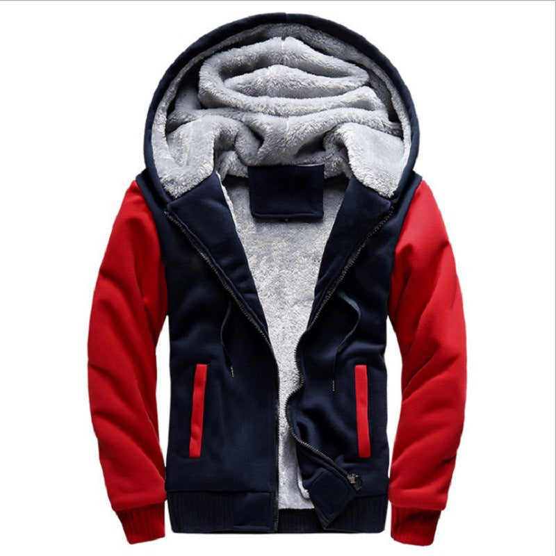Men's Fleece-Lined Hooded Cardigan – Two-Tone Relaxed Fit