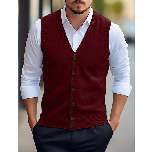 Men's Knit Sweater Vest – Sleeveless Cardigan Style