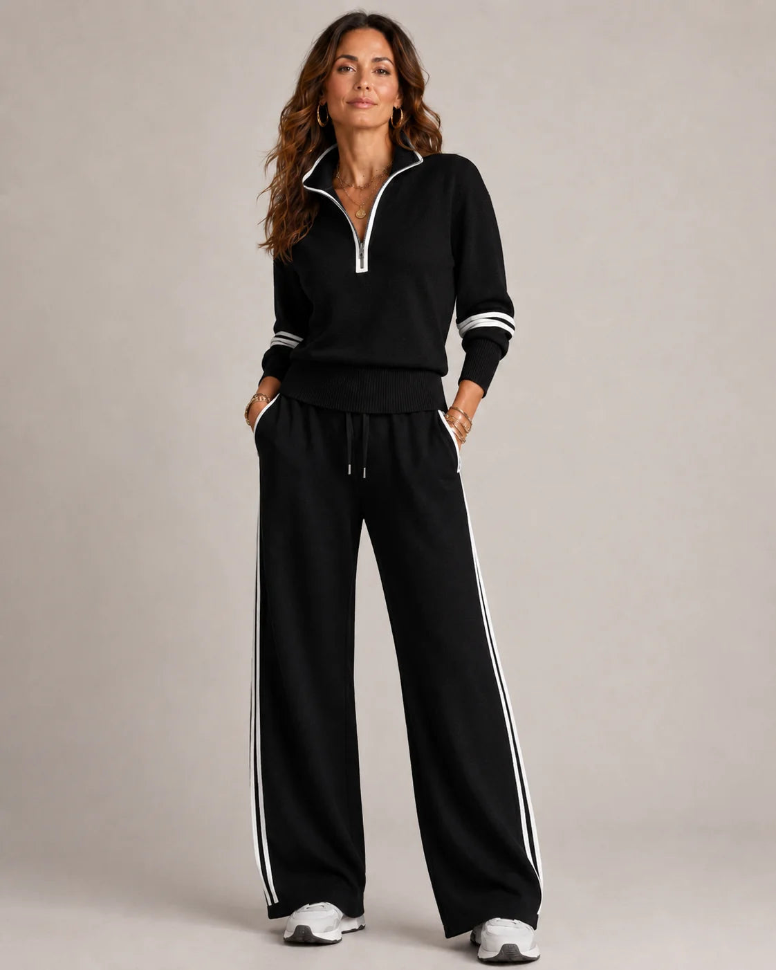 Women's Cotton Two-Piece Set – Long Sleeve Relaxed Fit