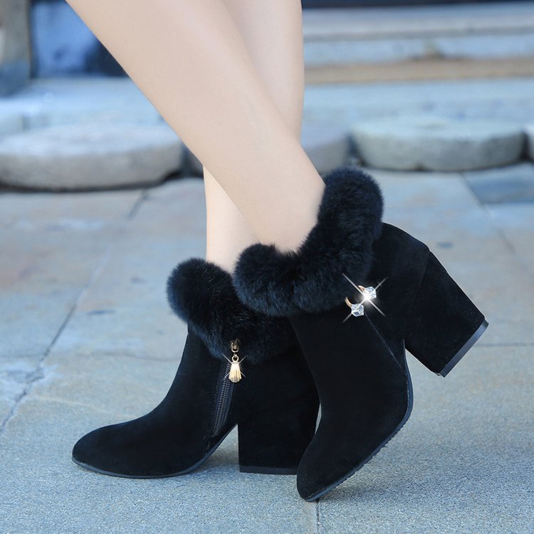 Women's Suede Ankle Boots – Pointed Toe Block Heel