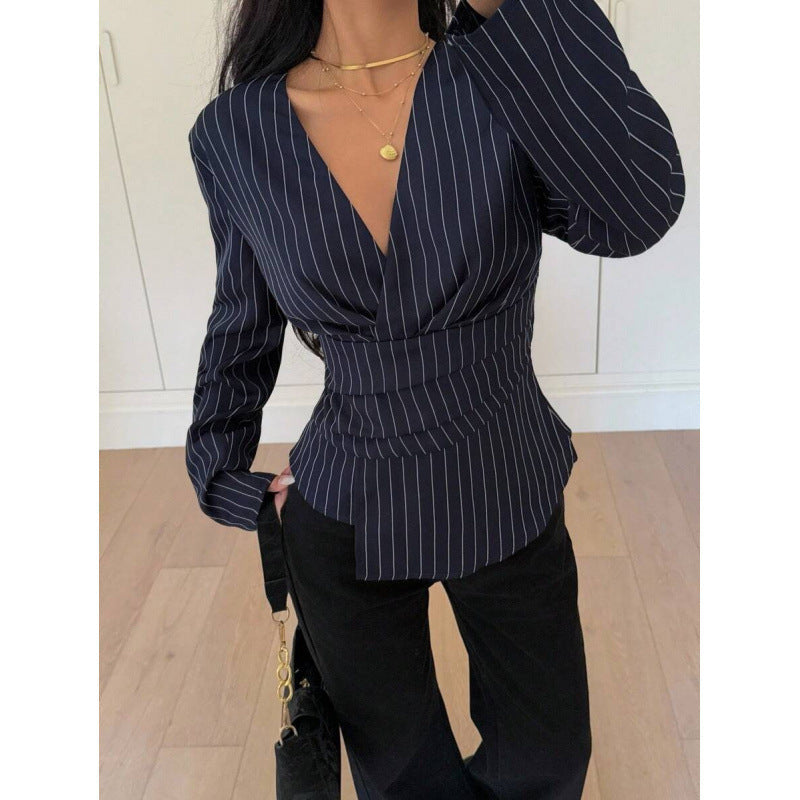 Women's Striped Blouse – Structured Tailored Fit
