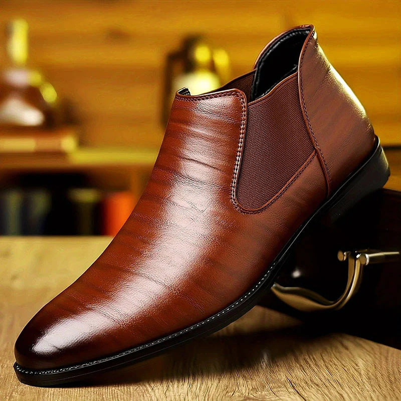 Men's Pointed-Toe Dress Shoe – Glossy Slip-On Design