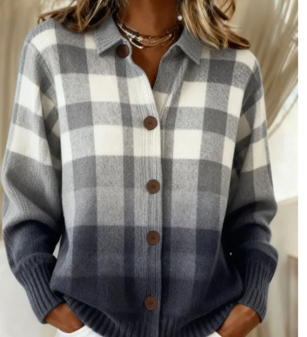 Women's Textured Knit Cardigan – Raised Retro Pattern