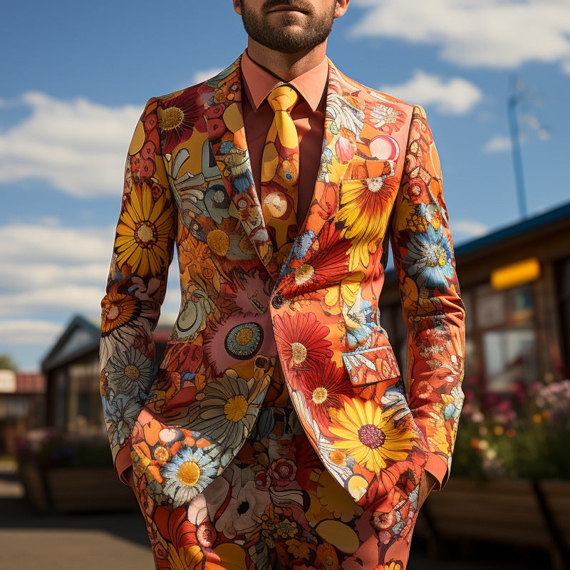 Men's Floral Print Blazer – Structured Modern Fit