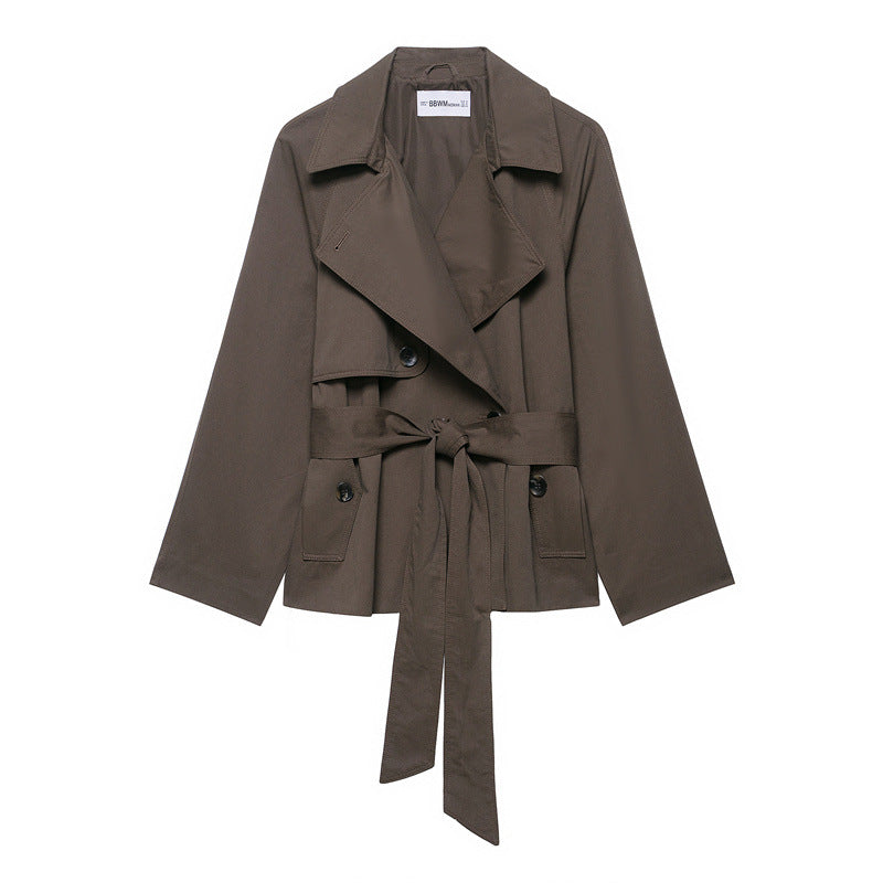 Women's Belted Trench Coat – Wide Lapel Relaxed Fit