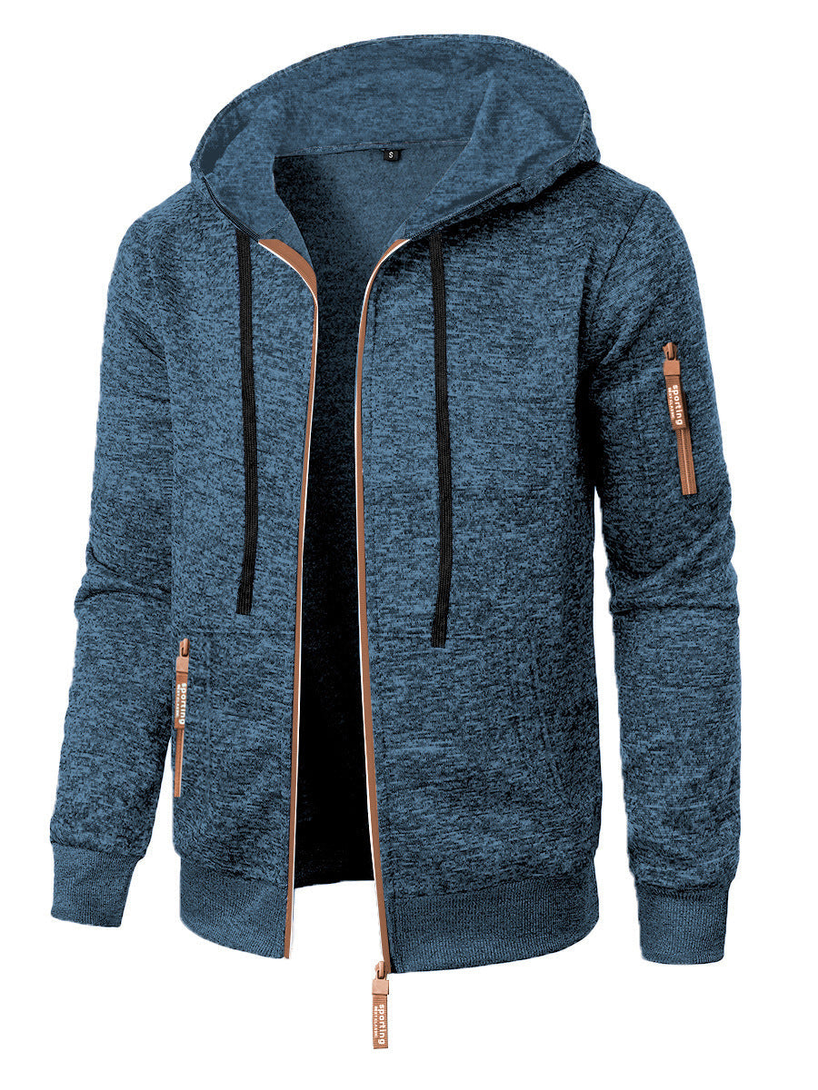 Men's Hooded Zip Cardigan – Textured Jacquard Knit