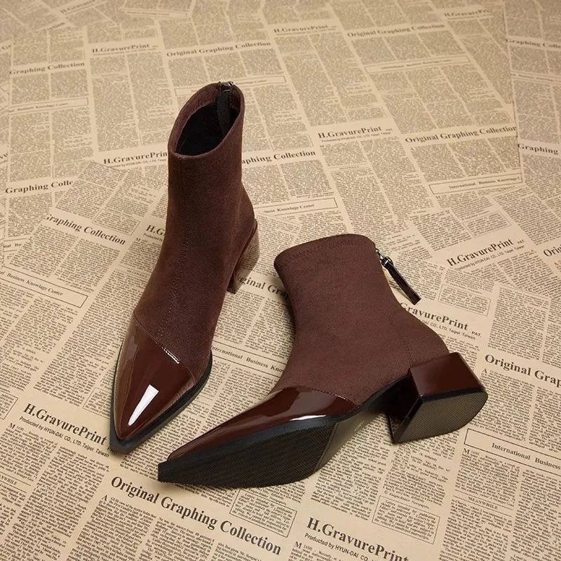 Women's Ankle Boot – Pointed Toe Block Heel