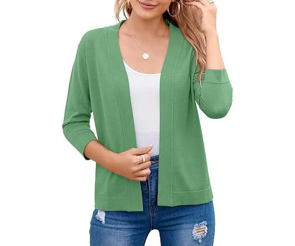 Women's Knit Cardigan – Cropped Open-Front Fit