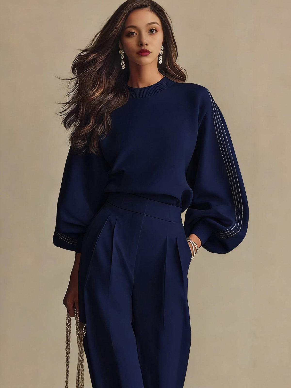Women's Two-Piece Lounge Set – Sweatshirt & Straight Pants