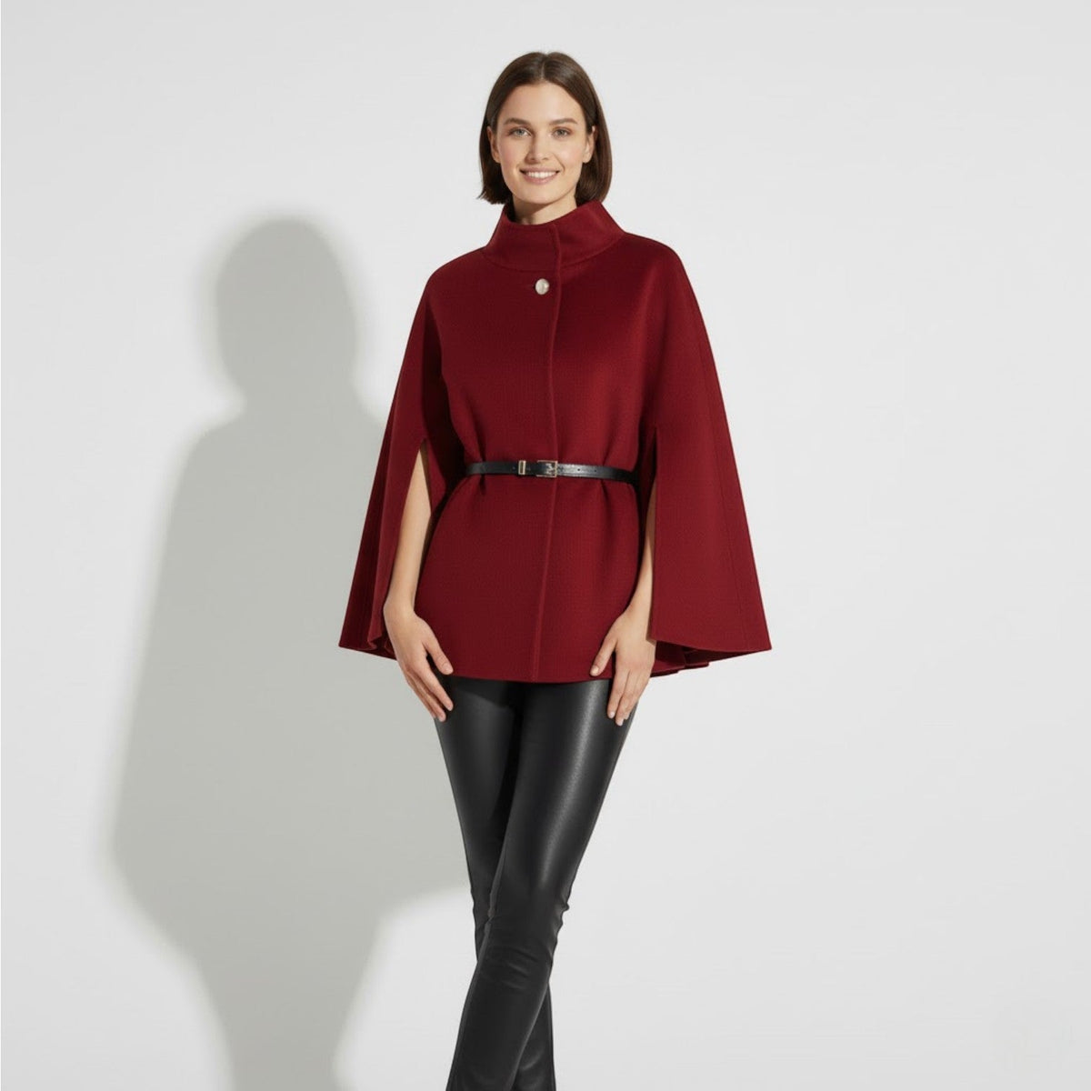 Women's Short Wool-Blend Coat – Structured Single-Breasted