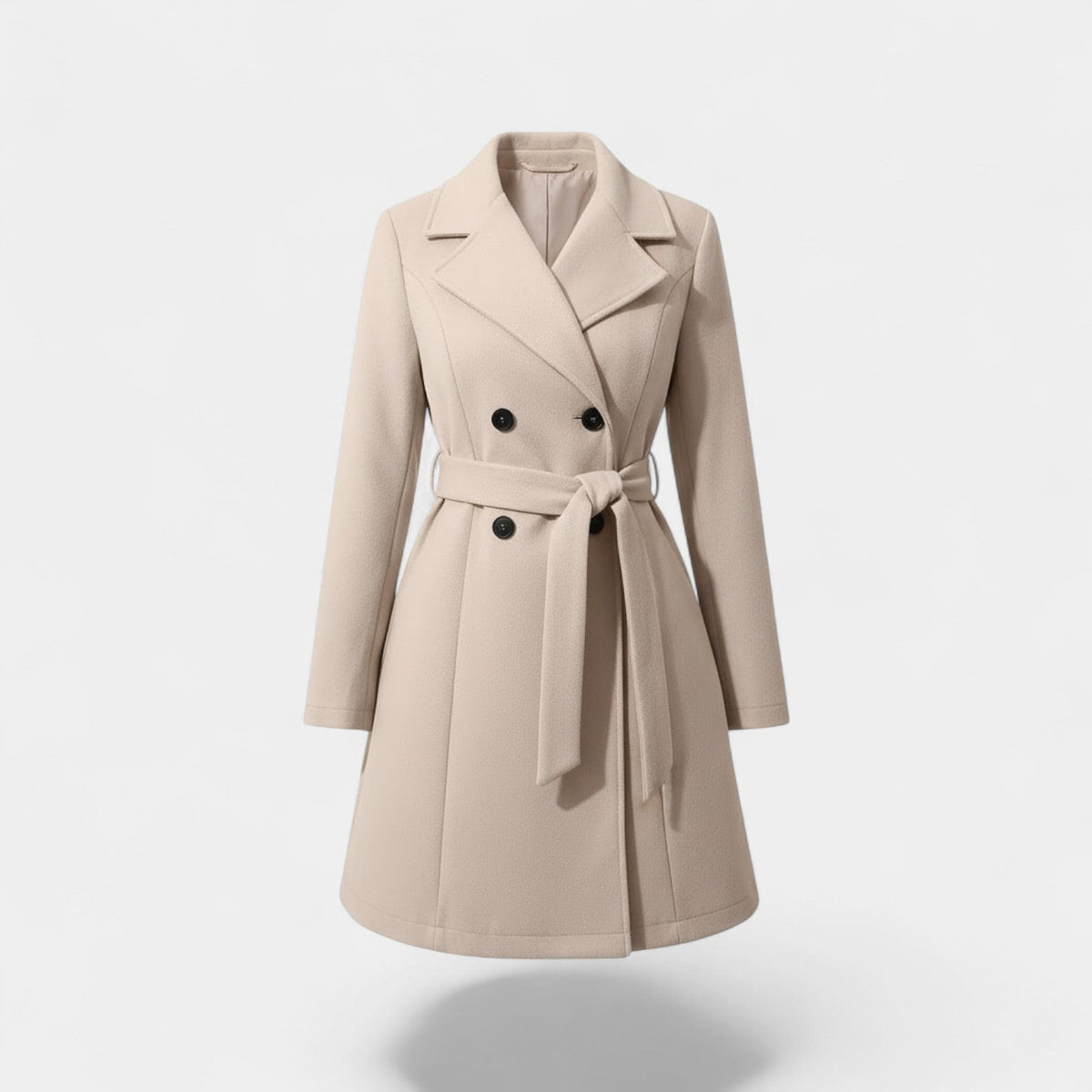 Women's Fitted Wool-Blend Coat – Lace-Up Back Longline