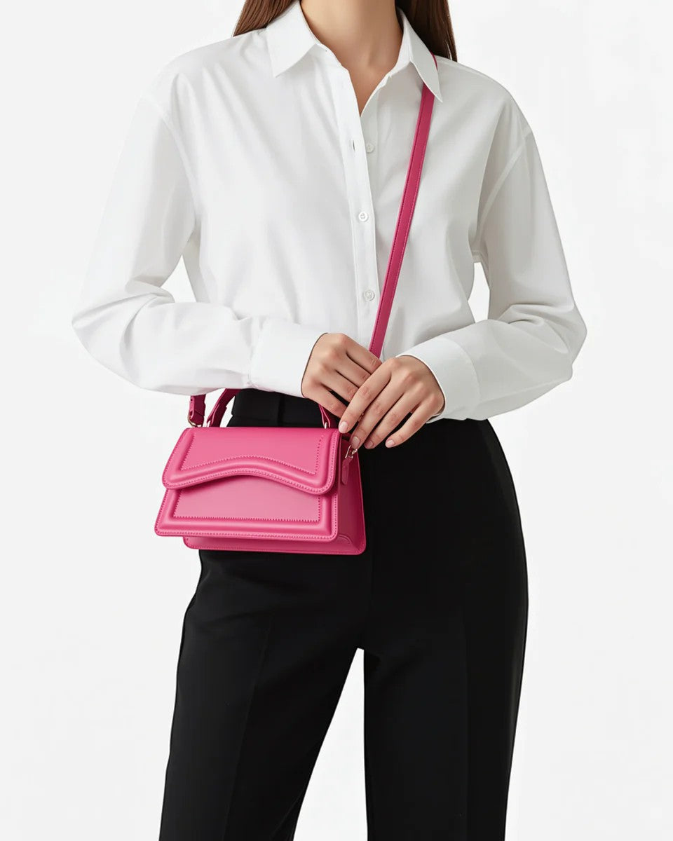Women's Mini Leather Crossbody Bag – Compact Square Shape