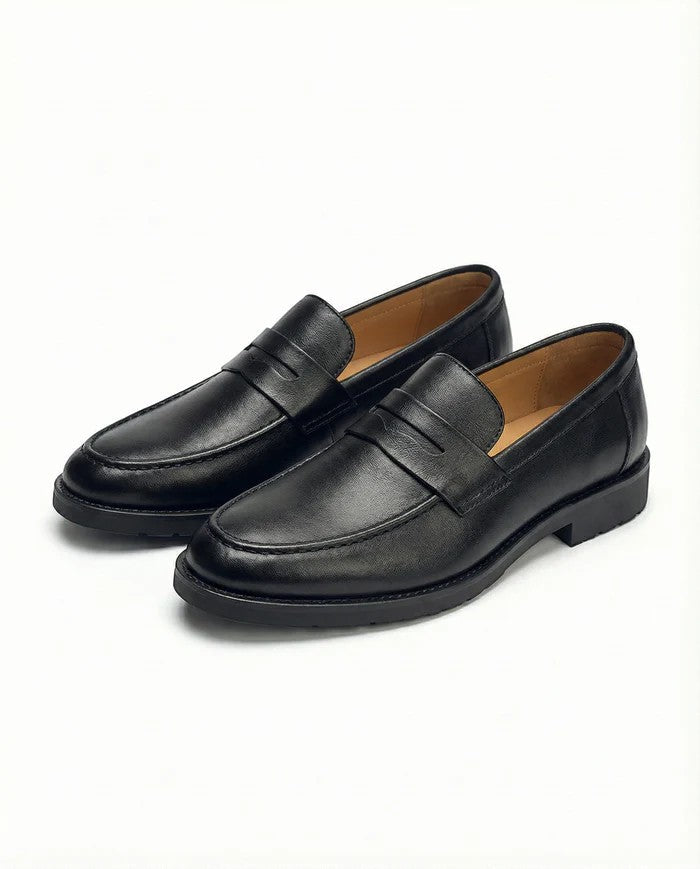 Men's Smooth Leather Loafer – Round Toe Slip-On
