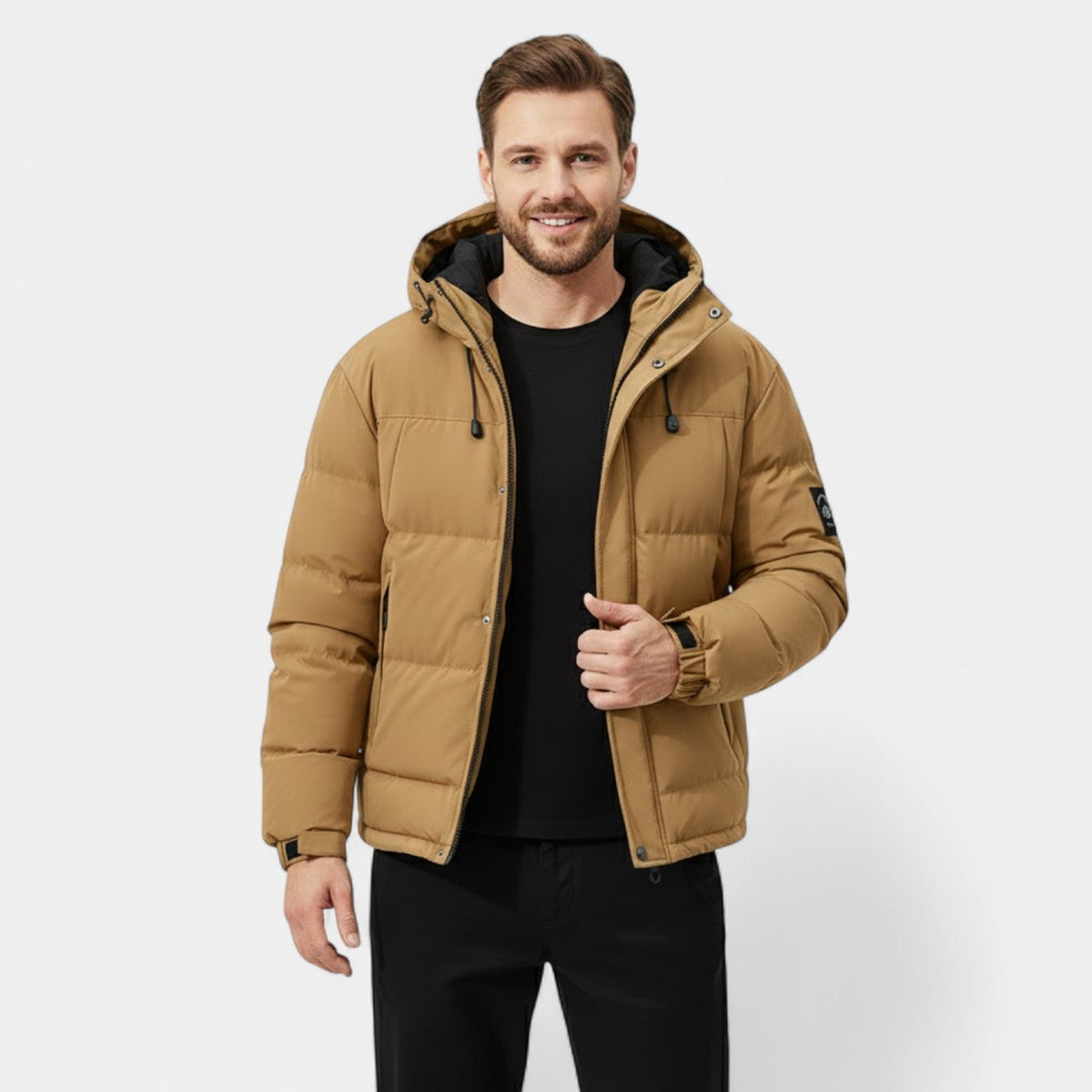 Men's Hooded Puffer Jacket – Quilted Cotton Regular Fit