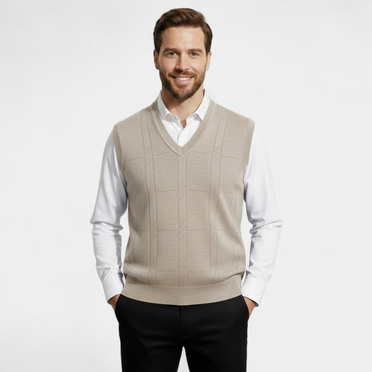 Men's Knit Sweater Vest – Deep V-Neck Fine Knit