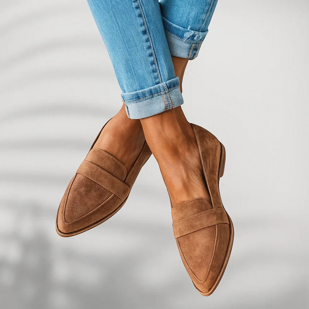 Women's Suede Loafer – Pointed Toe Wedge Heel
