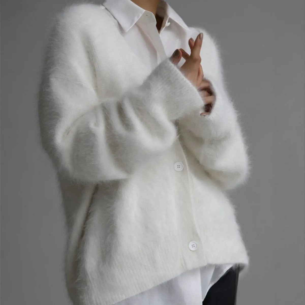 Women's Button-Front Cardigan – Relaxed Straight Fit