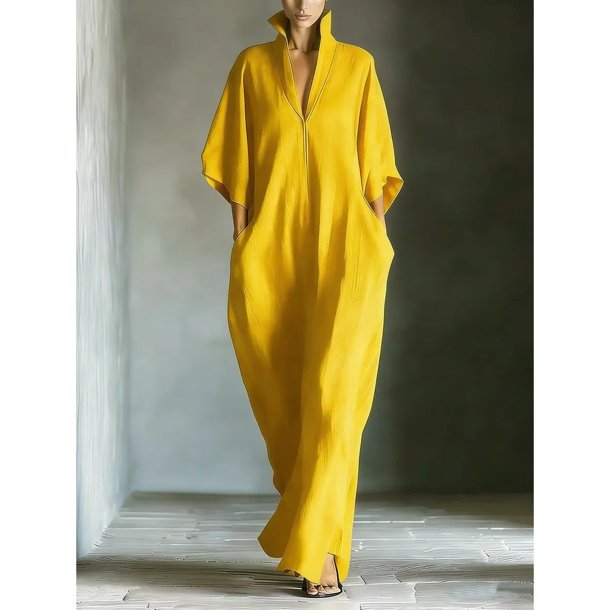 Women's Maxi Dress – Relaxed V-Neck Fit