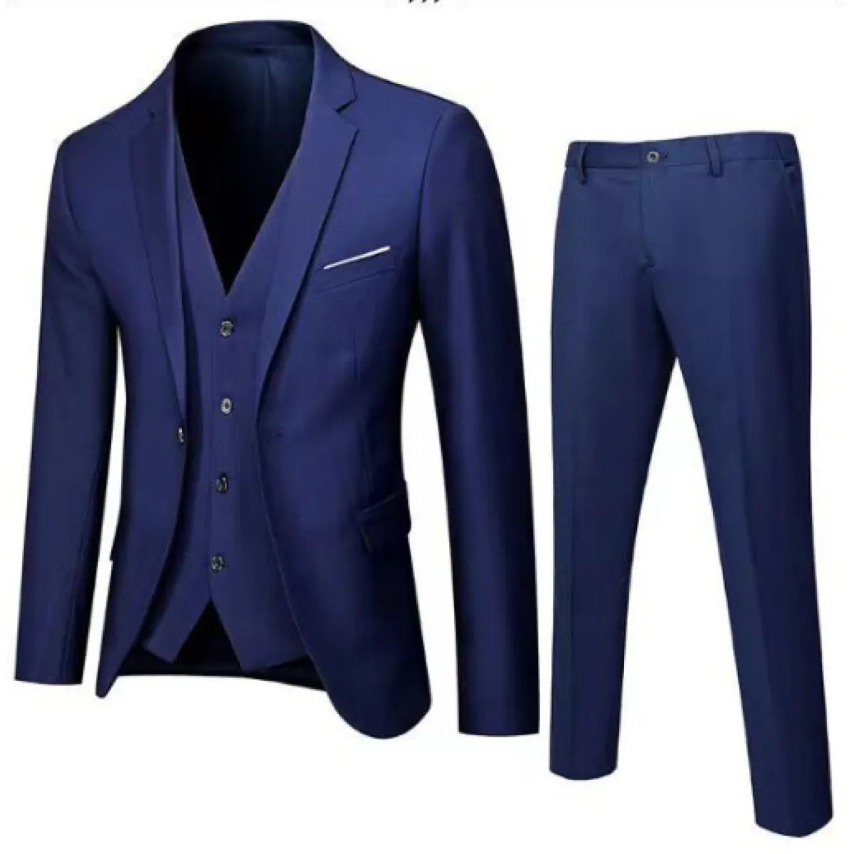 Men's Three-Piece Cotton Suit – Structured Slim Fit