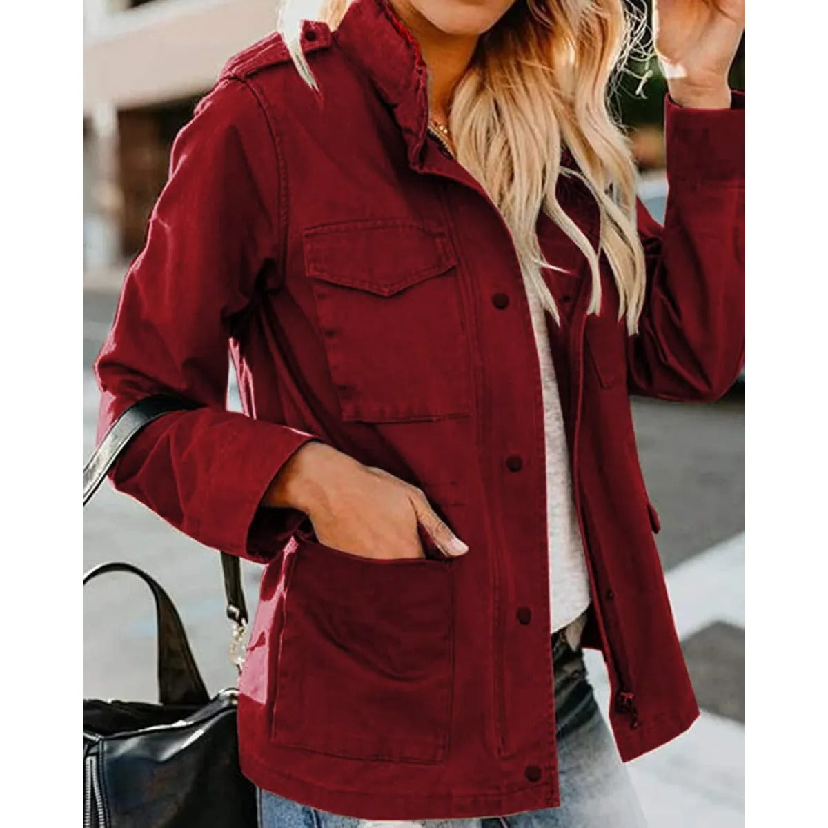 Women's Utility Jacket – Relaxed Zip-Front Fit