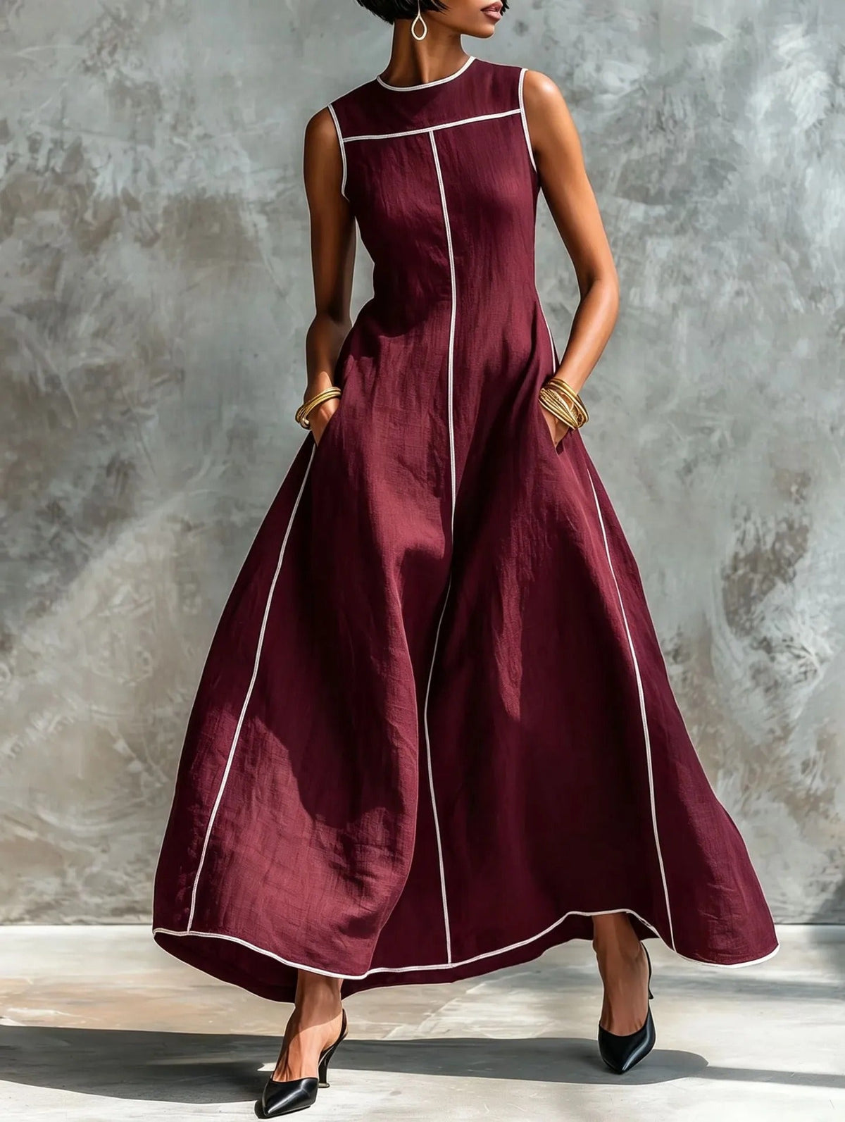 Women's Sleeveless Maxi Dress – Slim A-Line Fit