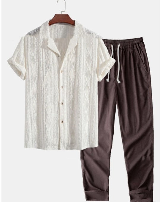 Men's Short Sleeve Shirt and Pants Set – Relaxed Straight Fit