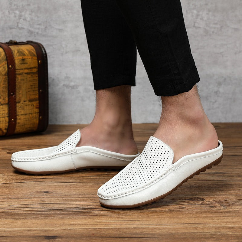 Men's Leather Mule Loafer – Open-Back Moc Toe