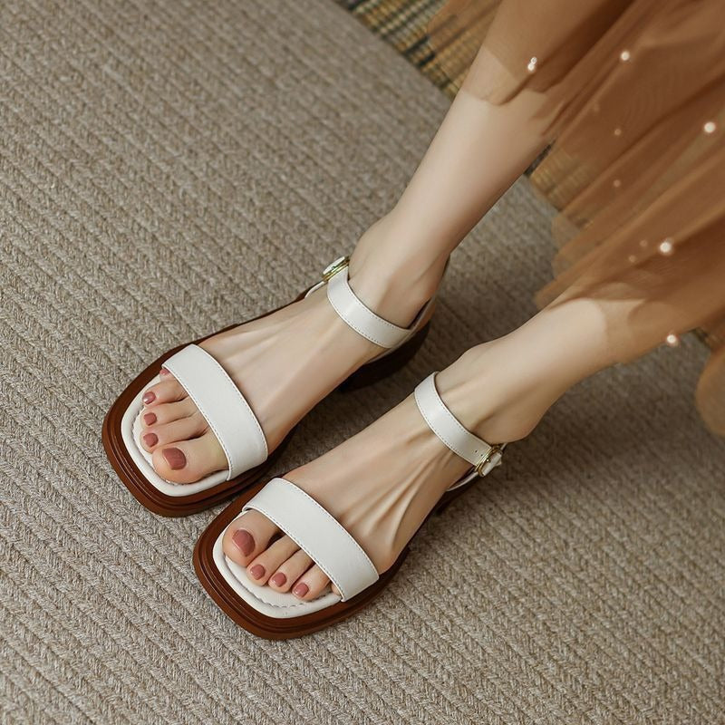 Women's Flat Platform Sandal – Retro Single Strap