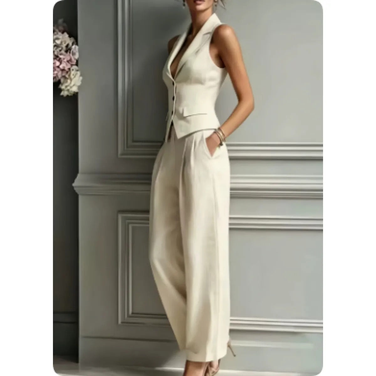 Women's Vest and Pants Set – Sleeveless Tailored Two-Piece
