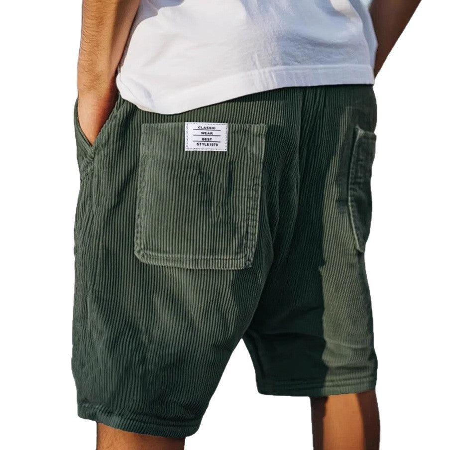 Men's Corduroy Shorts – Elastic Waist Utility Pockets
