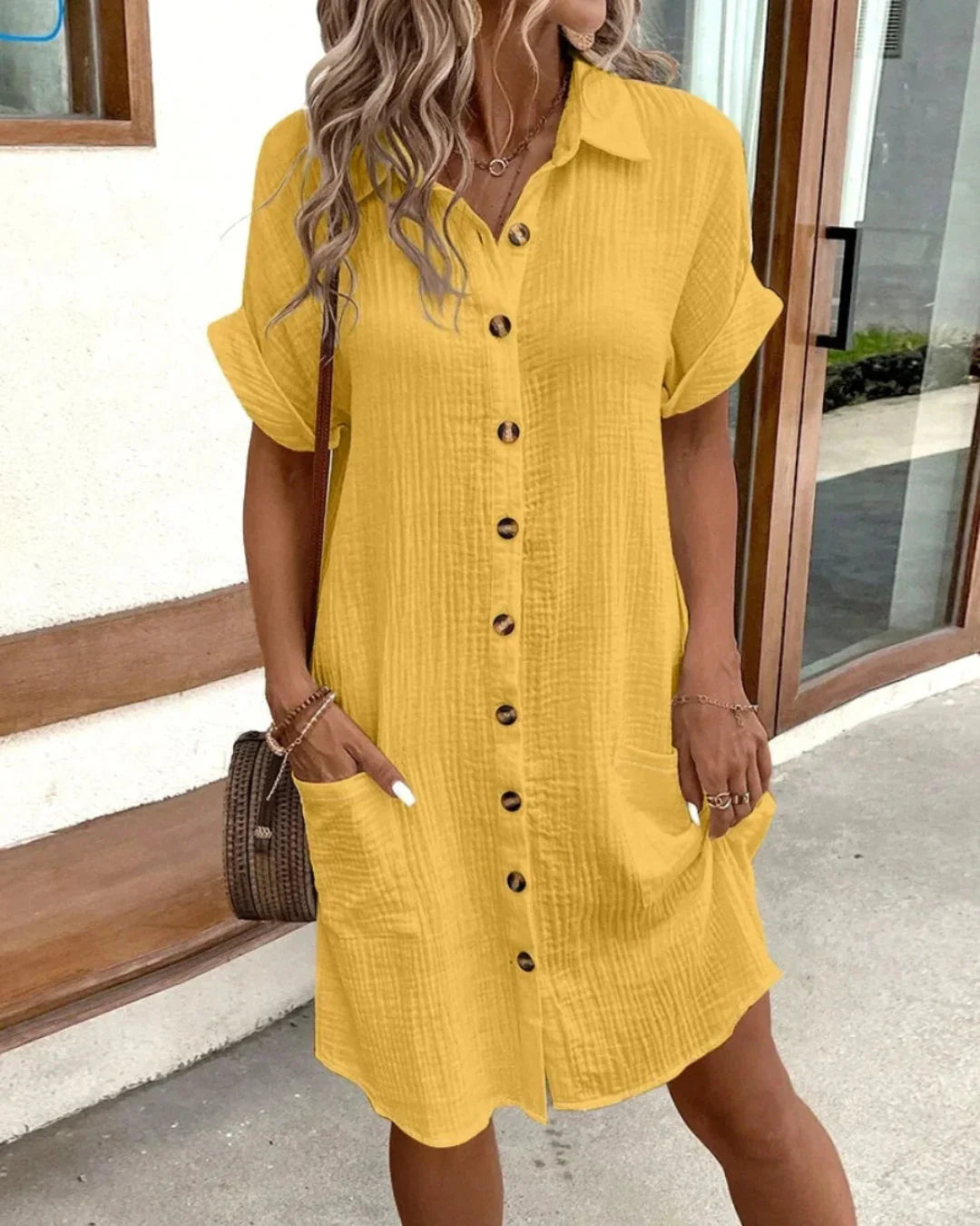 Women's Shirt Mini Dress – Relaxed Button-Front Fit