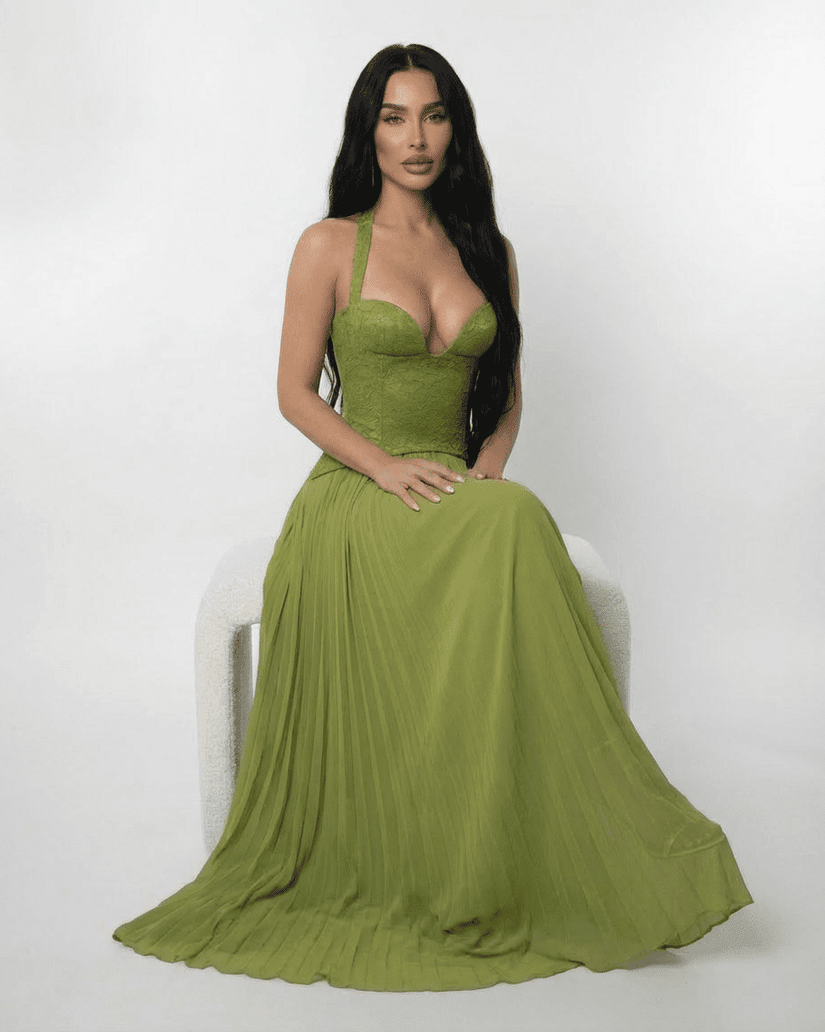 Women's Halter Maxi Dress – Lace-Up Corset Back