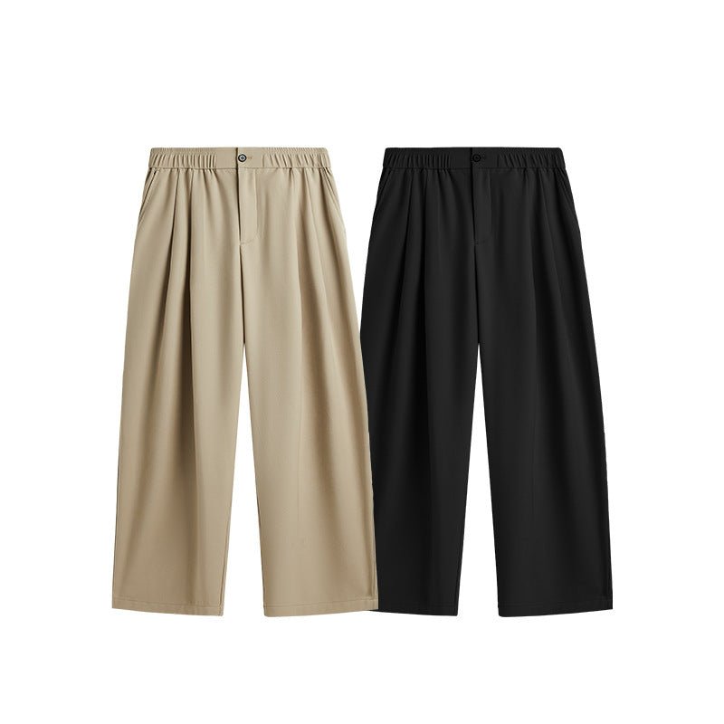 Men's Wide-Leg Pants – Front Pleats, Elastic Waist