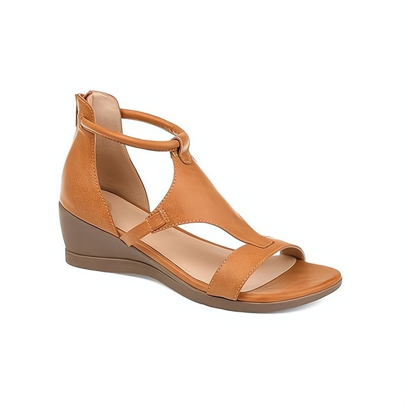 Women's Wedge Sandal – Strappy Back-Zip Design