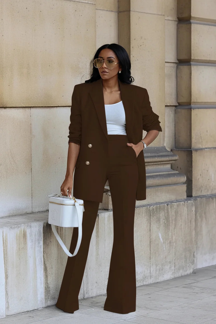 Women's Wide-Leg Pant Suit Set – Tailored Two-Piece