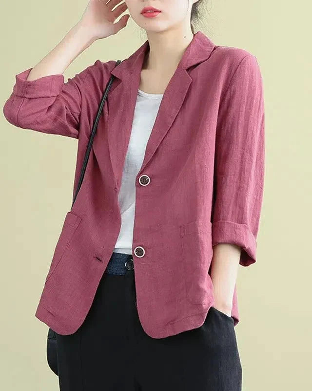 Women's Linen-Cotton Jacket – Relaxed One-Button Fit