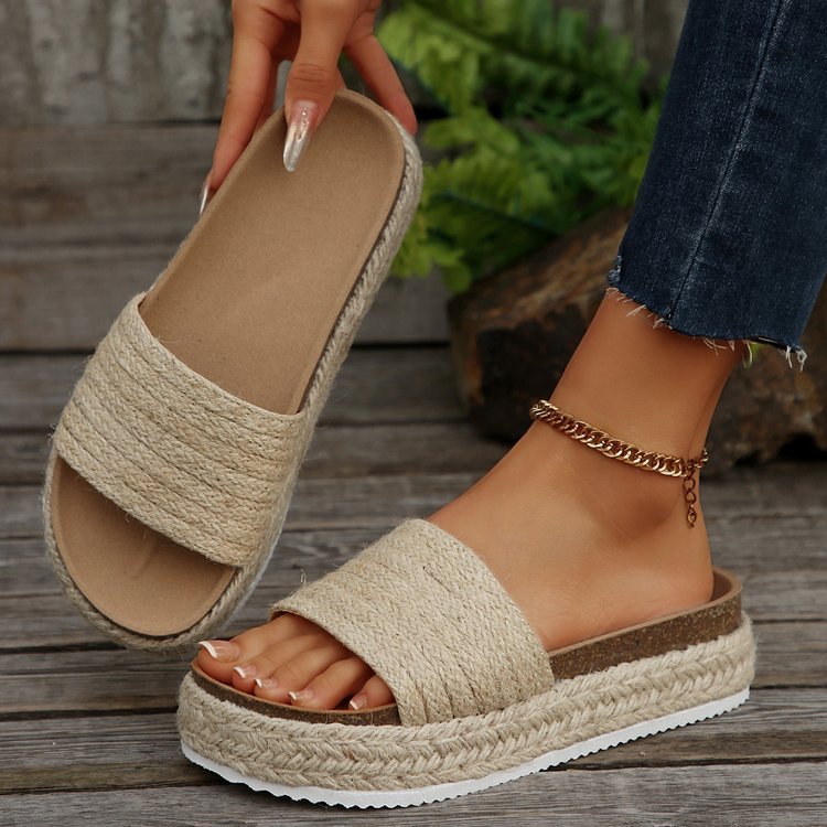 Women's Platform Espadrille Sandal – Braided Jute Slip-On