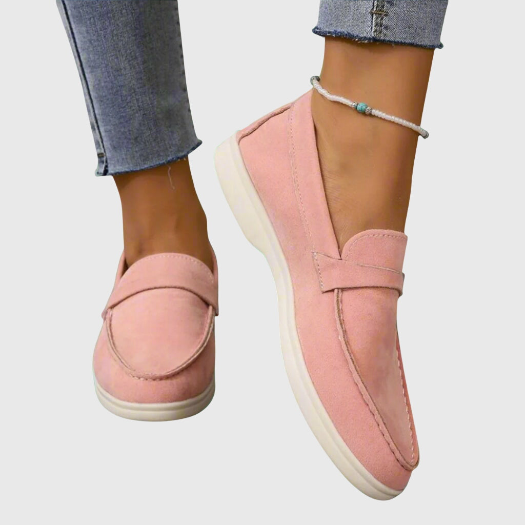 Women's Faux Suede Loafer – Slip-On Low Heel