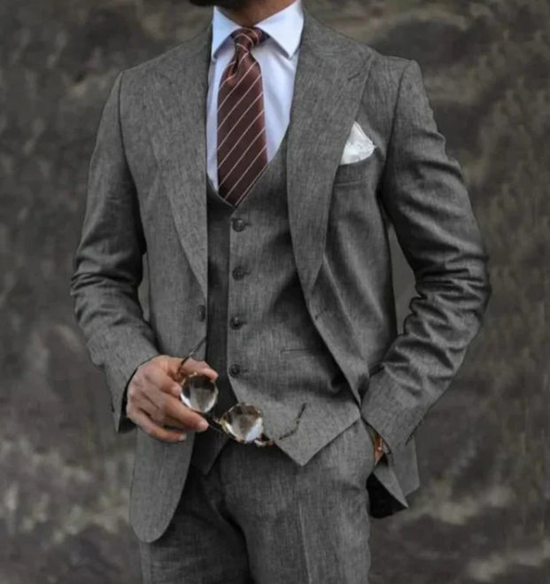 Men's Three-Piece Suit – Slim Cotton-Blend Fit