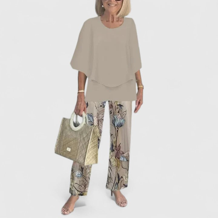 Women's Two-Piece Pants Set – Half Sleeve Wide-Leg