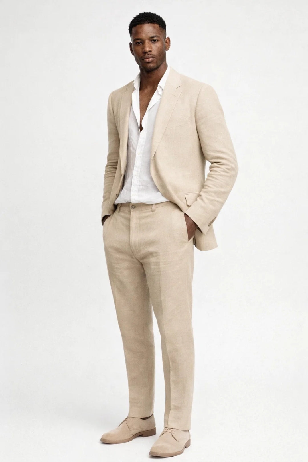Men's Linen Two-Piece Suit – Structured Tailored Set