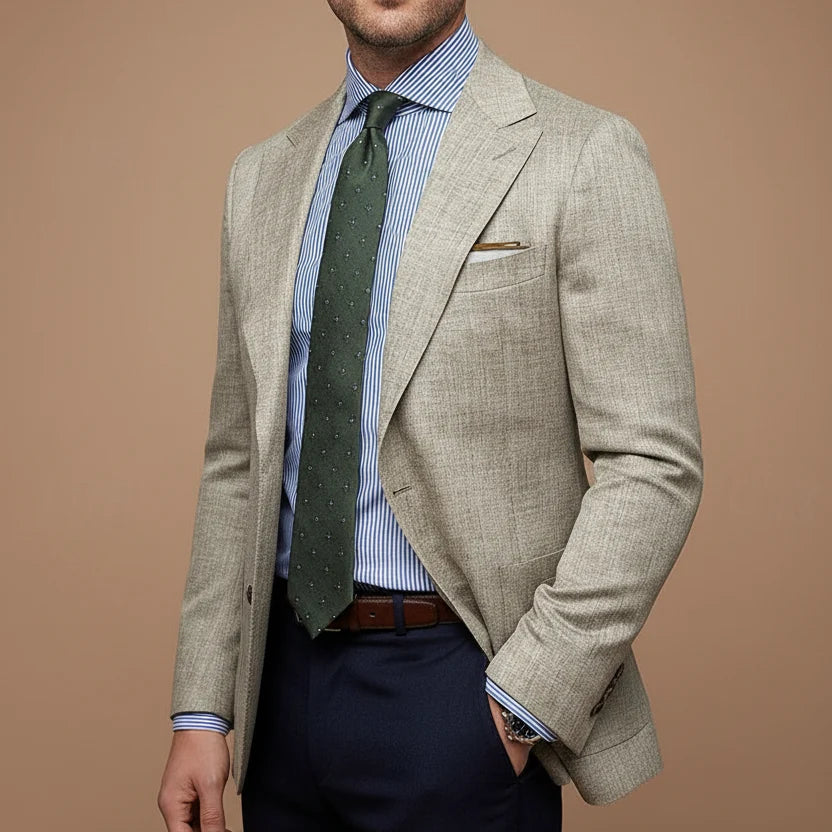 Men's Printed Blazer – Slim Double-Buckle Front