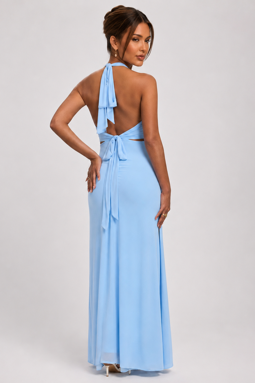 Women's Maternity Maxi Dress – Halter Neck Open Back