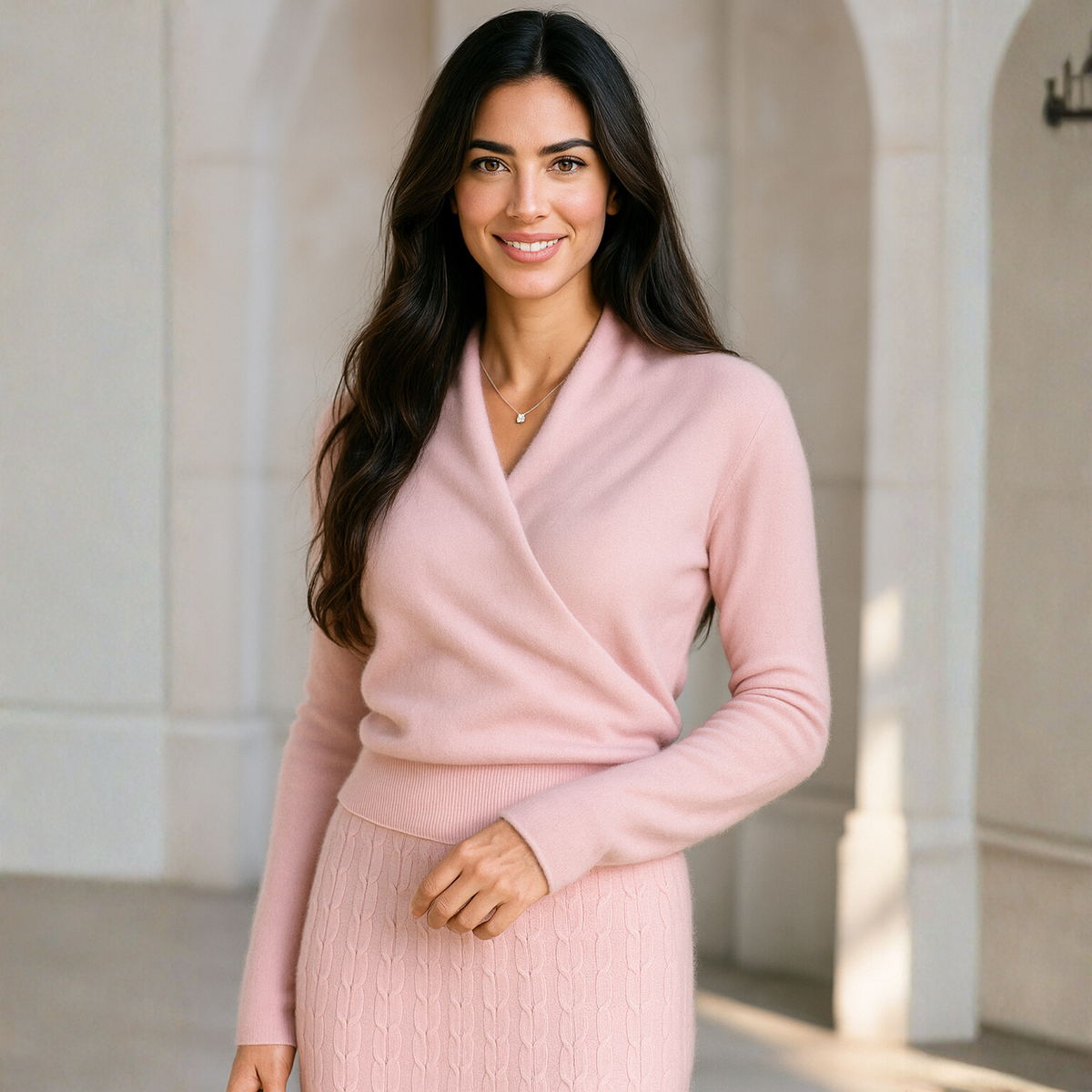 Women's Cashmere Sweater – Crossover Collar